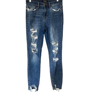 Judy Blue‎ Skinny Fit Ripped Distressed Stilletto Hem Jeans 5 / 27 JB2147MD
